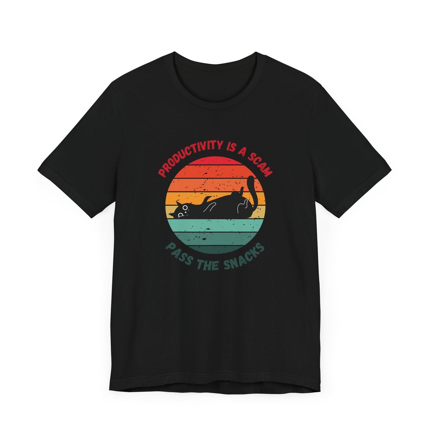 Productivity Is a Scam – Pass the Snacks | Funny Cat T-Shirt