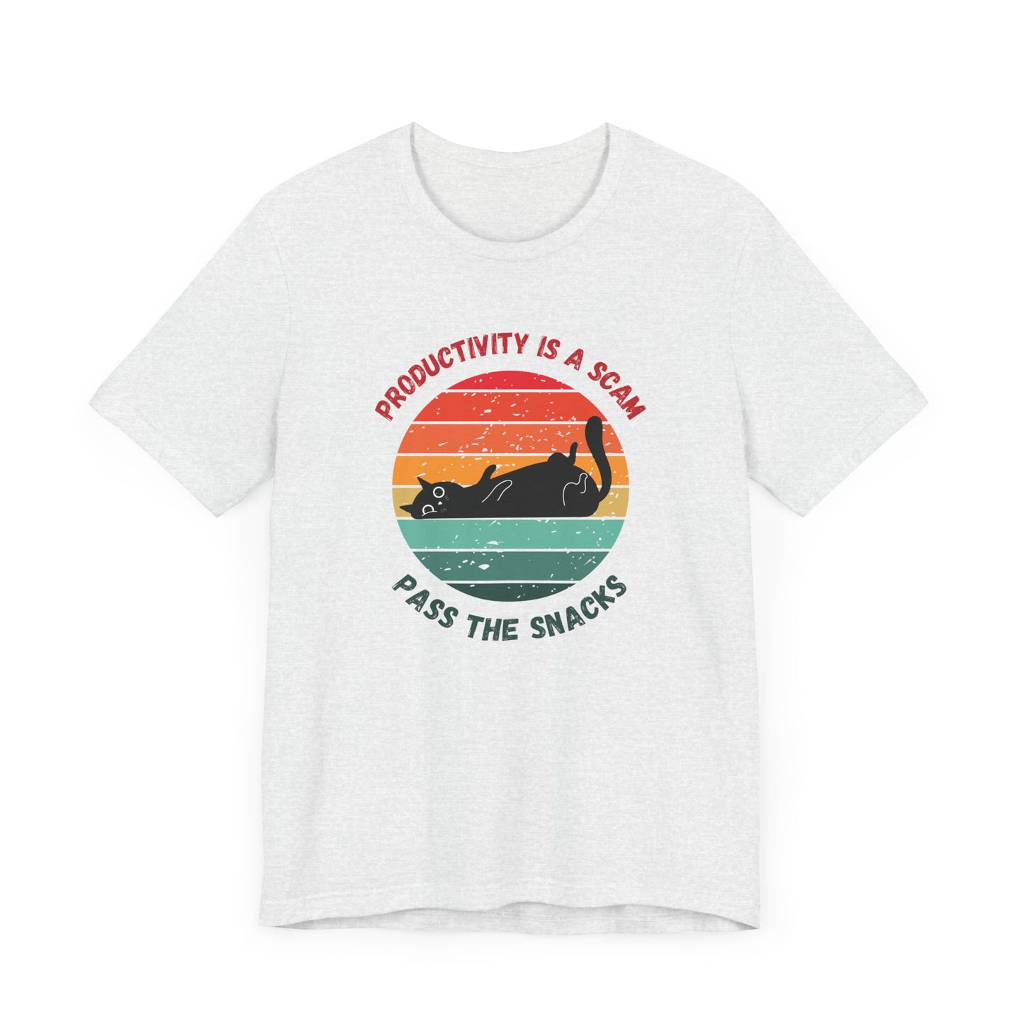 Productivity Is a Scam – Pass the Snacks | Funny Cat T-Shirt