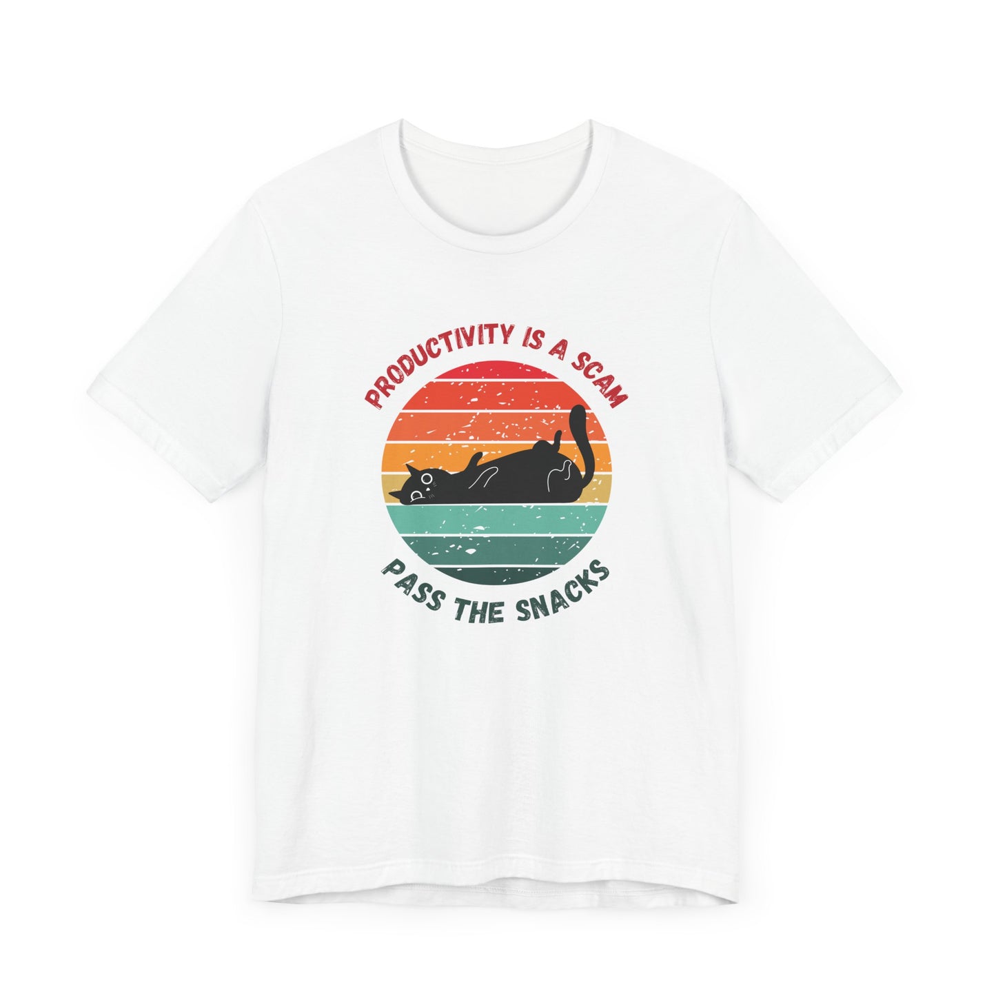 Productivity Is a Scam – Pass the Snacks | Funny Cat T-Shirt