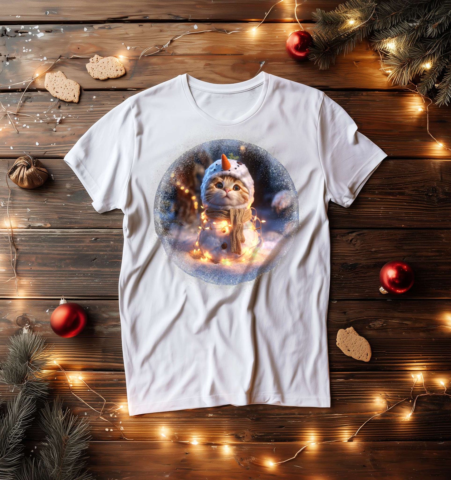 Snowman Kitty Christmas T-Shirt