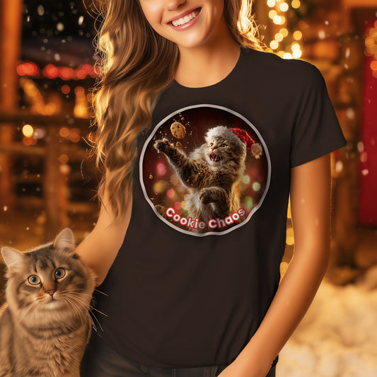 Cookie Chaos – Christmas Cat T-Shirt