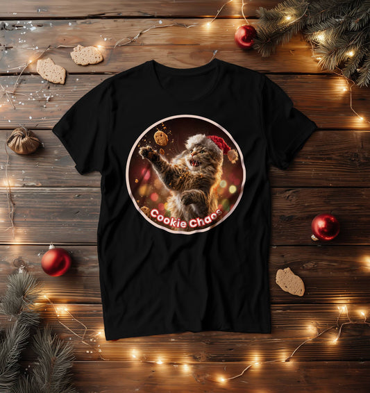 Cookie Chaos – Christmas Cat T-Shirt