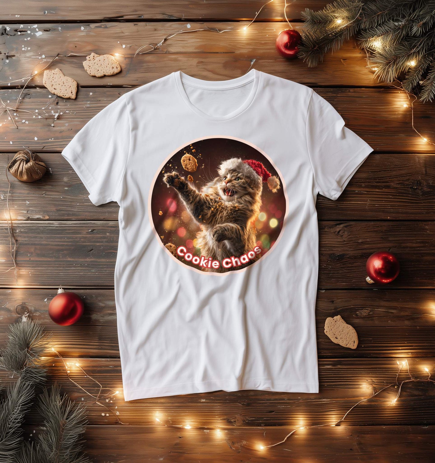 Cookie Chaos – Christmas Cat T-Shirt