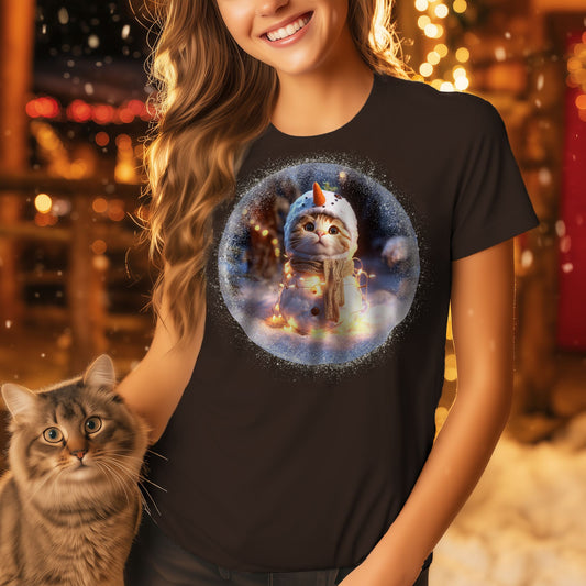 Snowman Kitty Christmas T-Shirt
