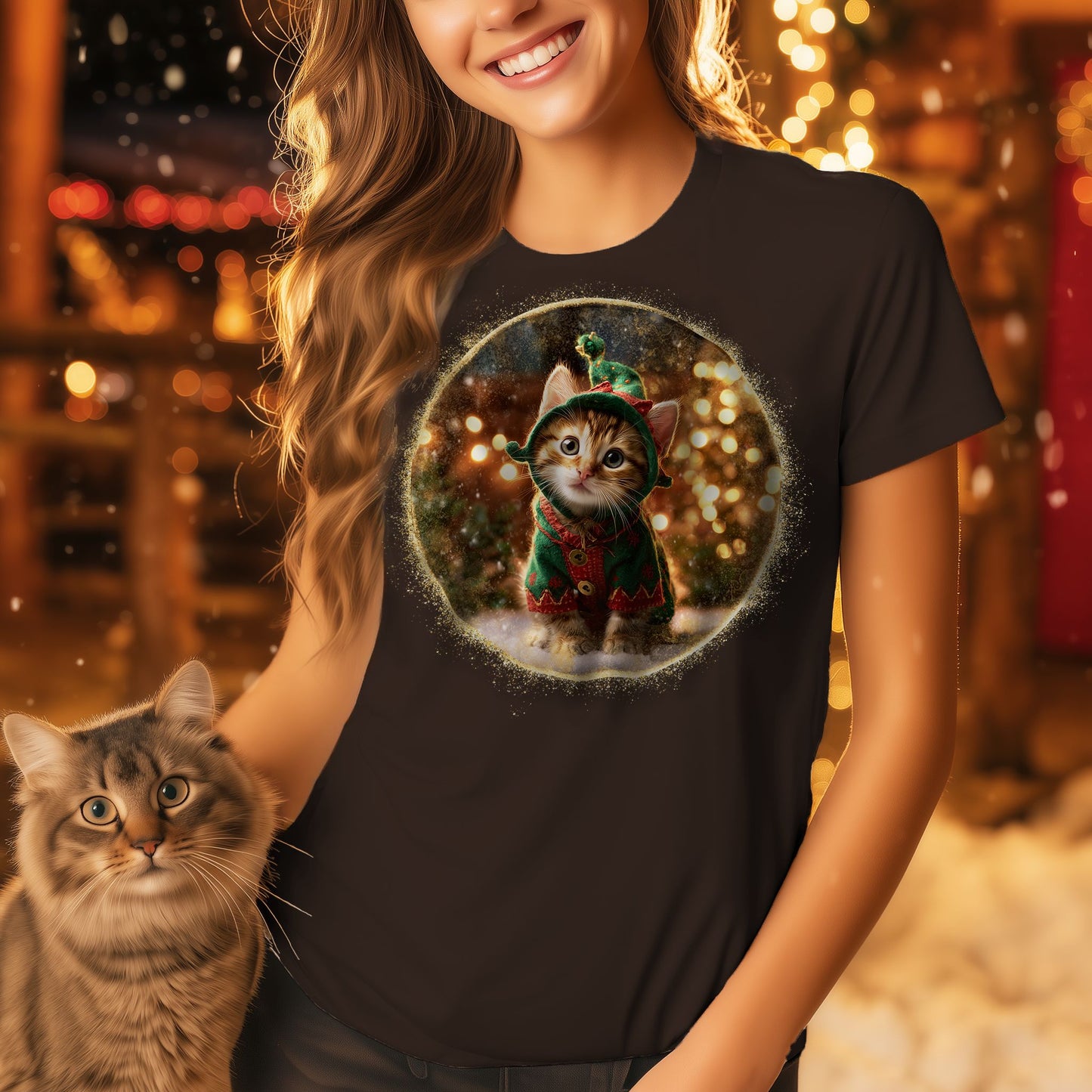 Christmas Elf Kitten T-Shirt