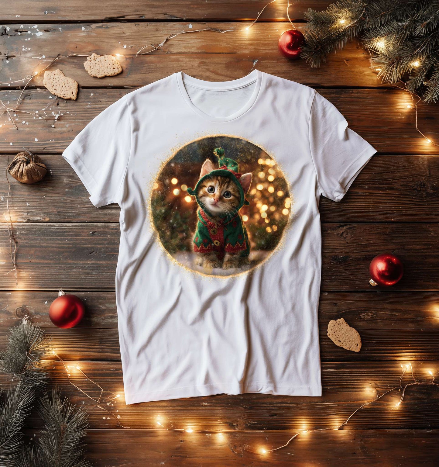 Christmas Elf Kitten T-Shirt