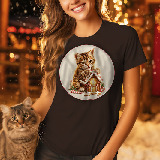 Gingerbread Trouble – Christmas Cat T-Shirt