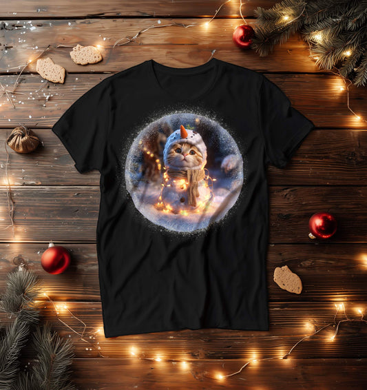 Snowman Kitty Christmas T-Shirt